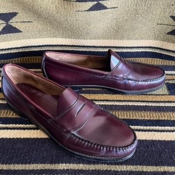 G.H. Bass Weejuns Classic Logan Leather Penny Loafers Burgundy HTF Size 15 Mens - Picture 1 of 7